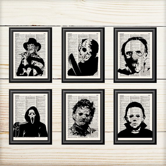 affiches icônes films d'horreurs halloween